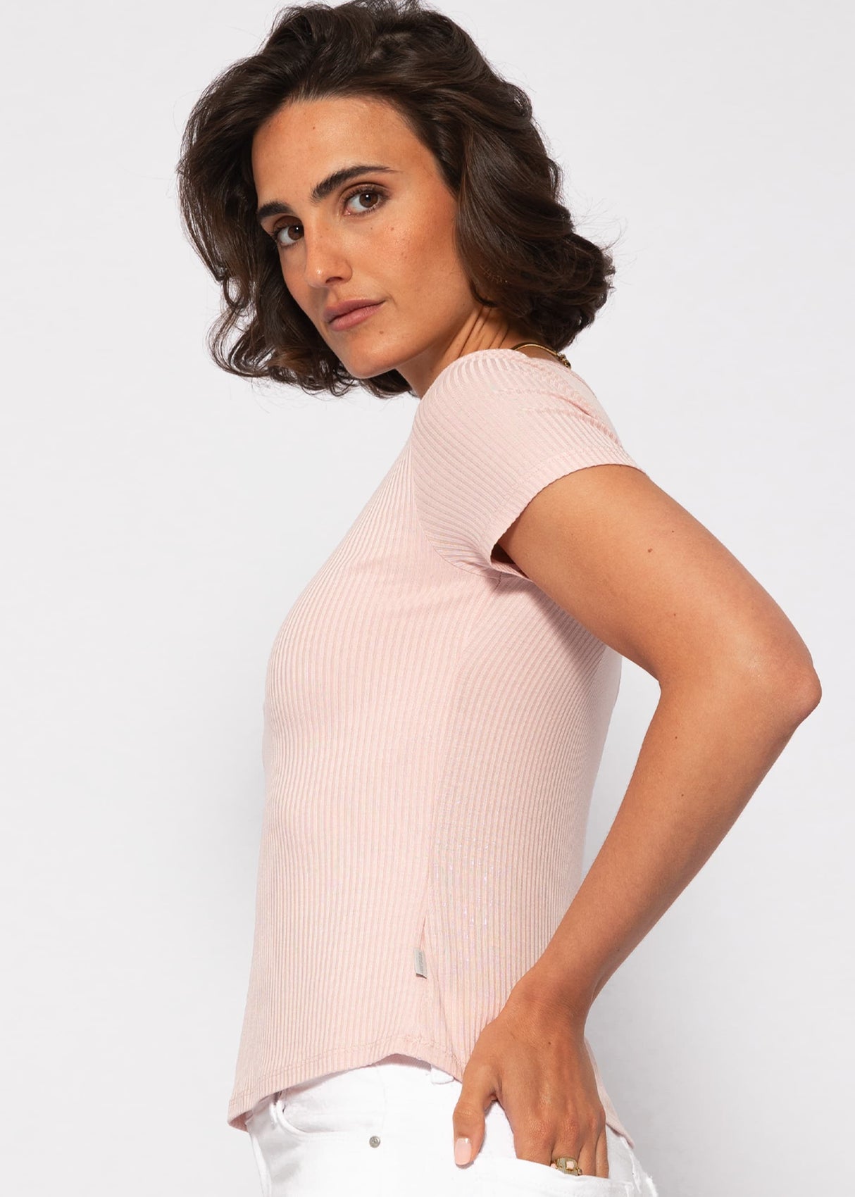 Ribbed T-shirt - dusty pink