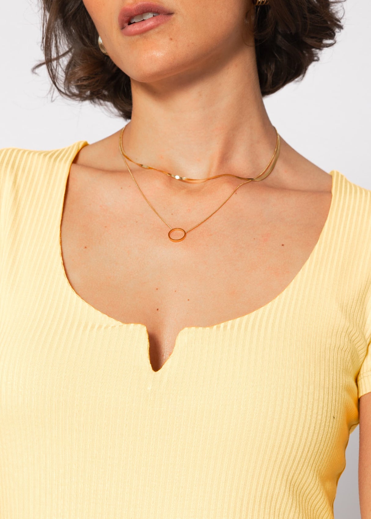 Ribbed T-shirt - yellow