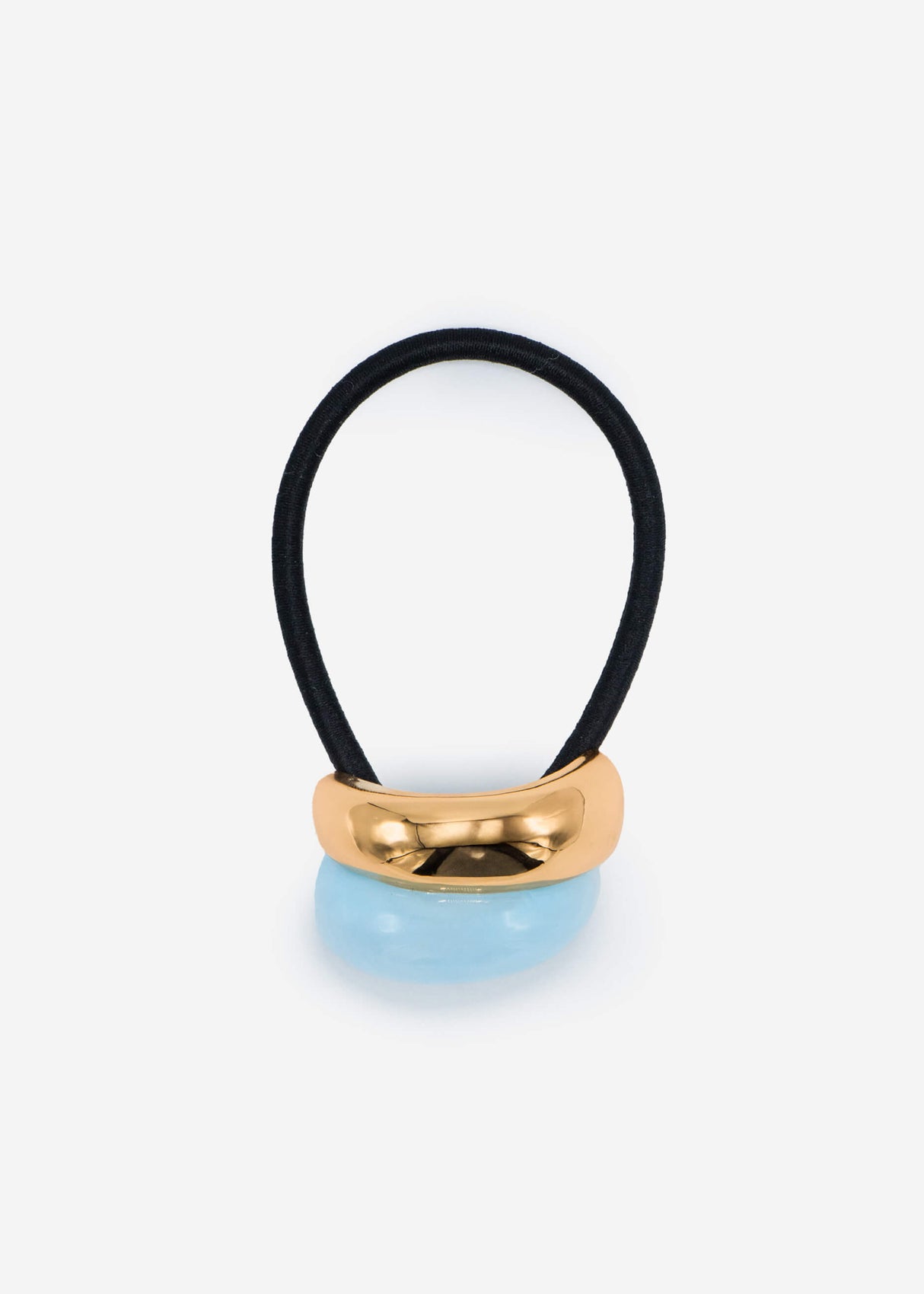 Curved Duo Hair Tie - gold-light blue