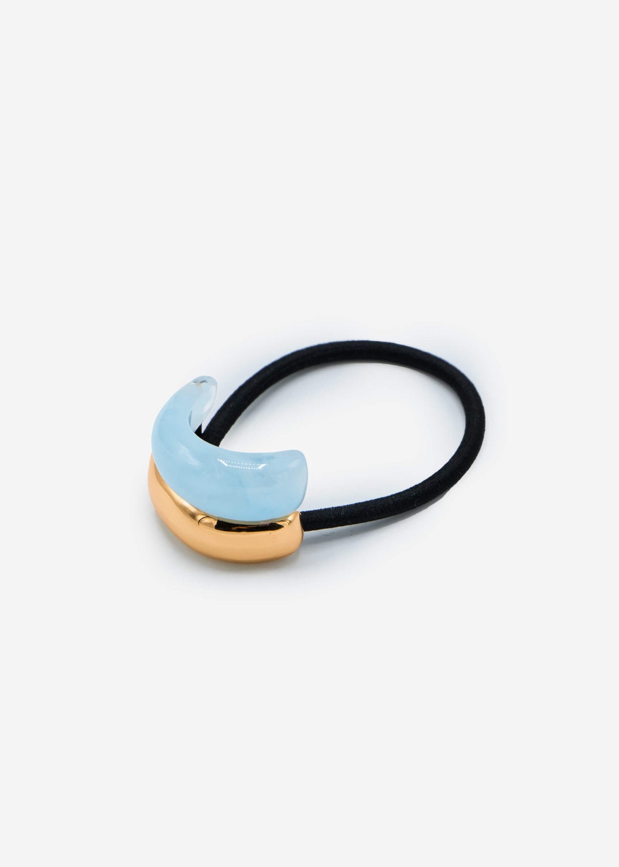 Curved Duo Hair Tie - gold-light blue
