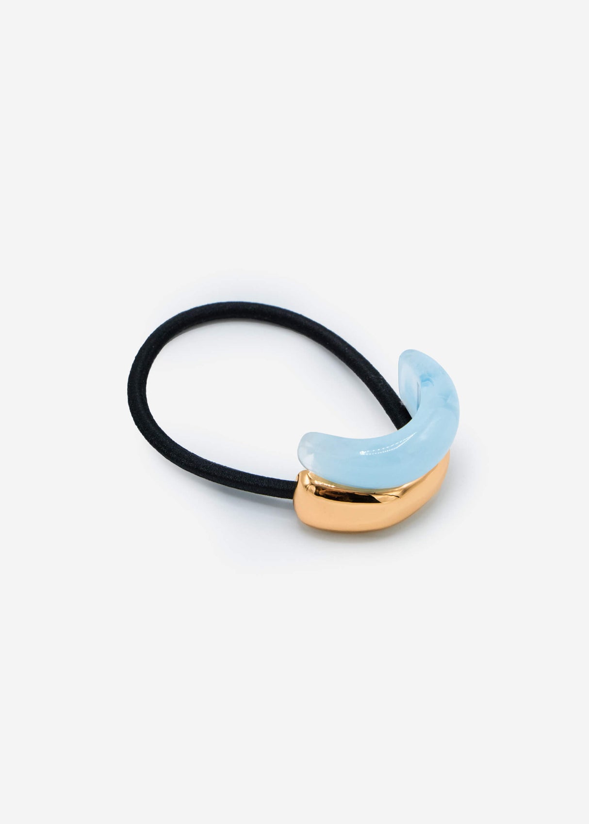 Curved Duo Hair Tie - gold-light blue
