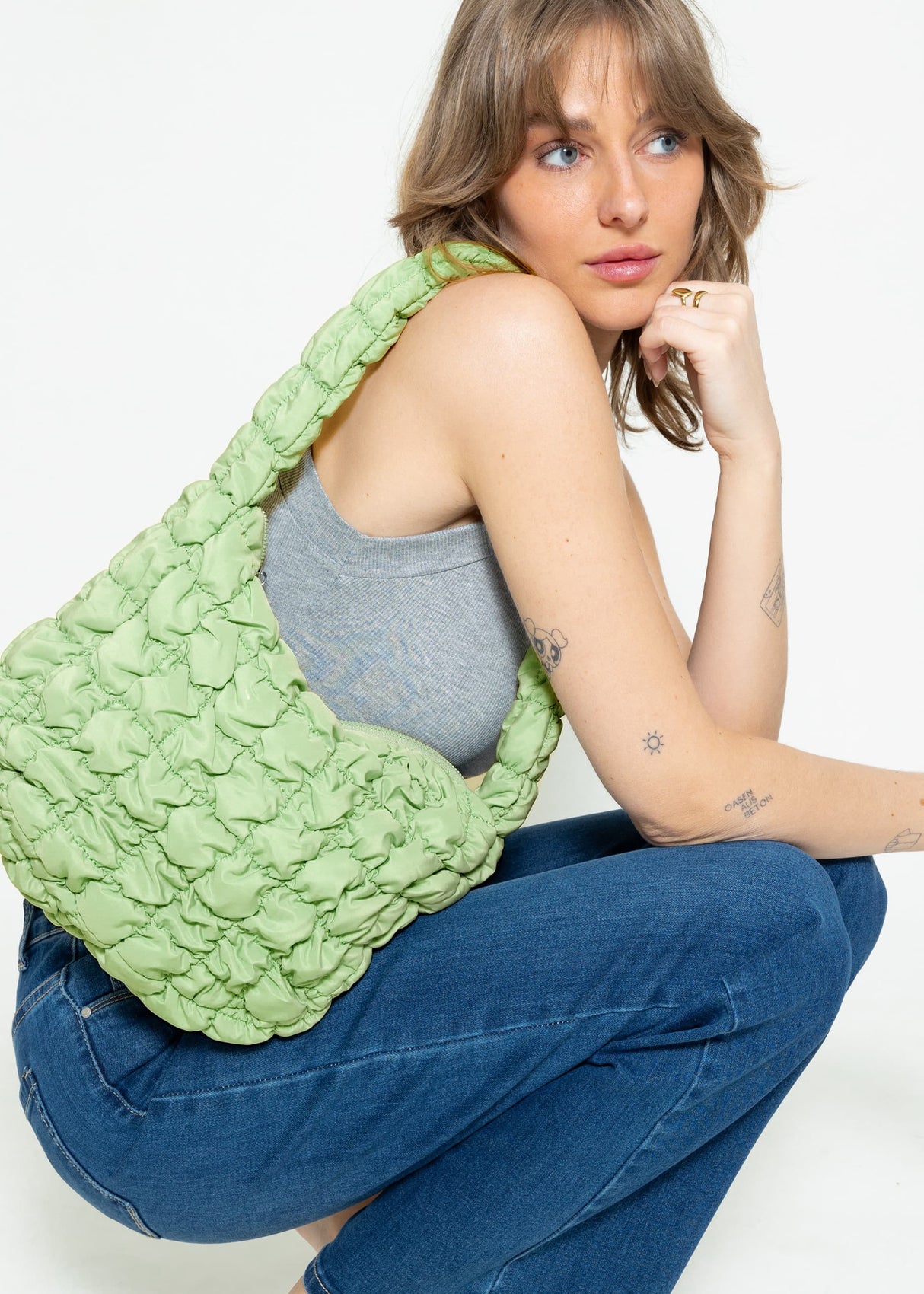 Quilted bag - light green