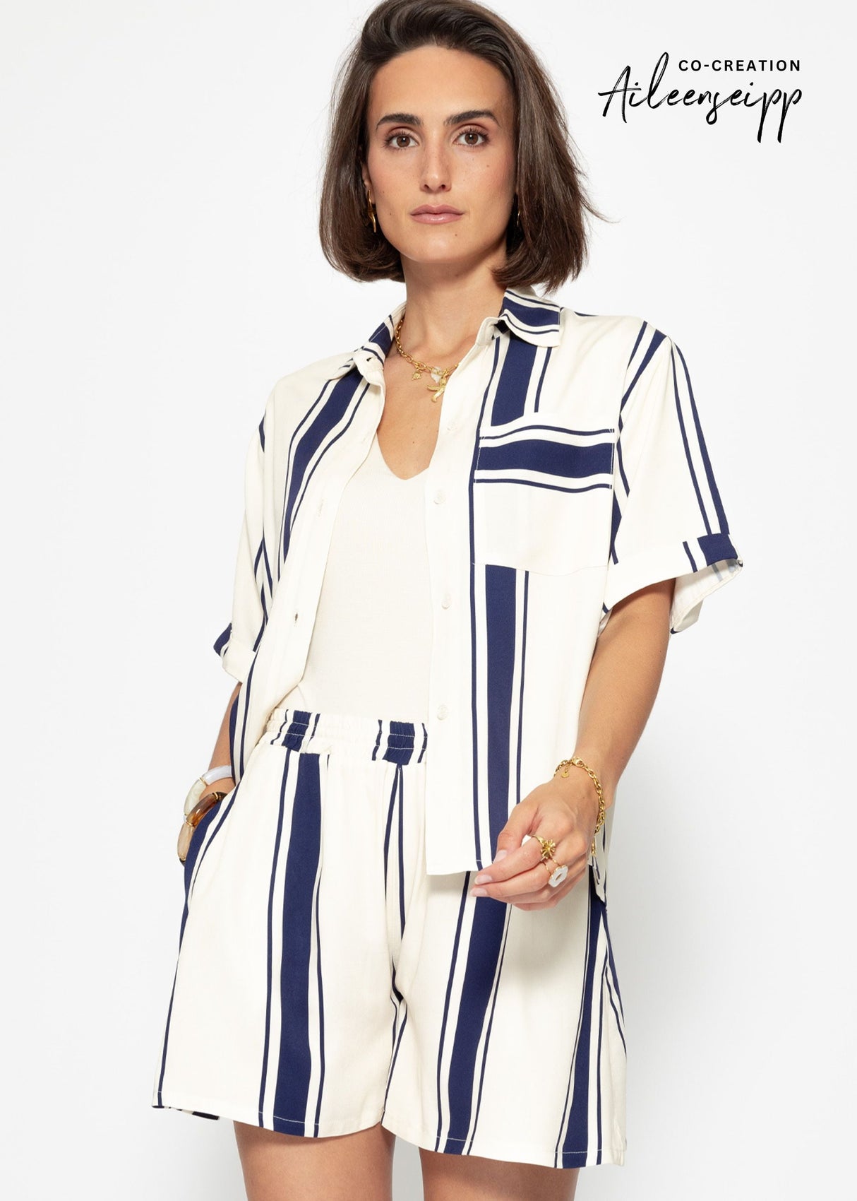 Striped blouse - dark blue