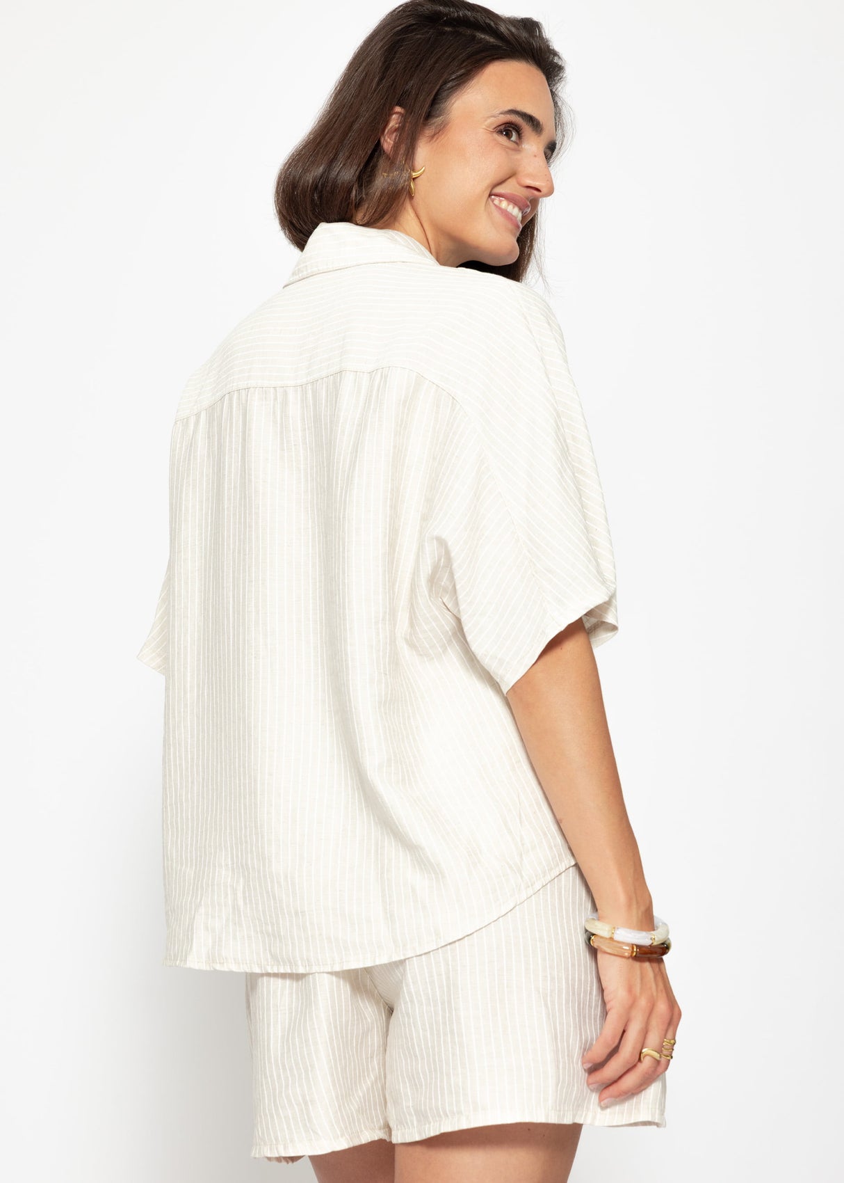 Striped blouse - light beige
