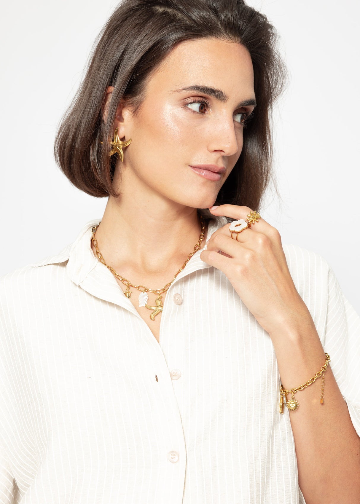 Striped blouse - light beige