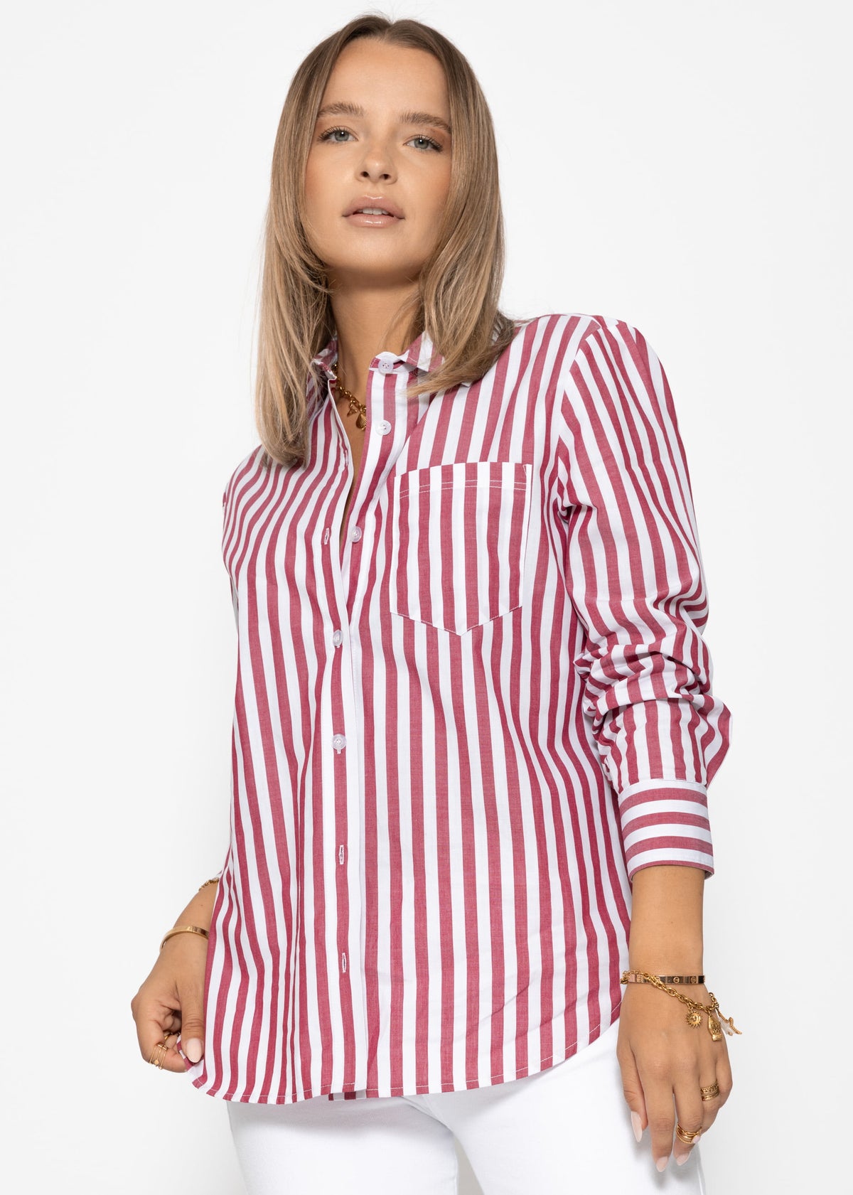 Gestreifte Bluse - rot