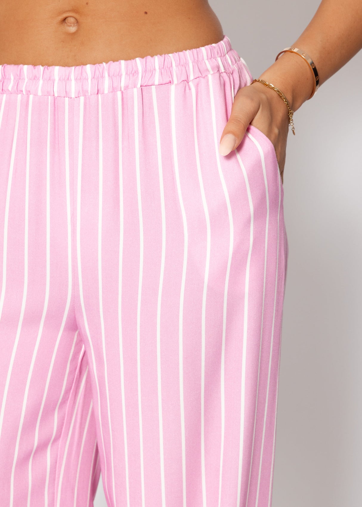 Striped pants with wide leg - pink