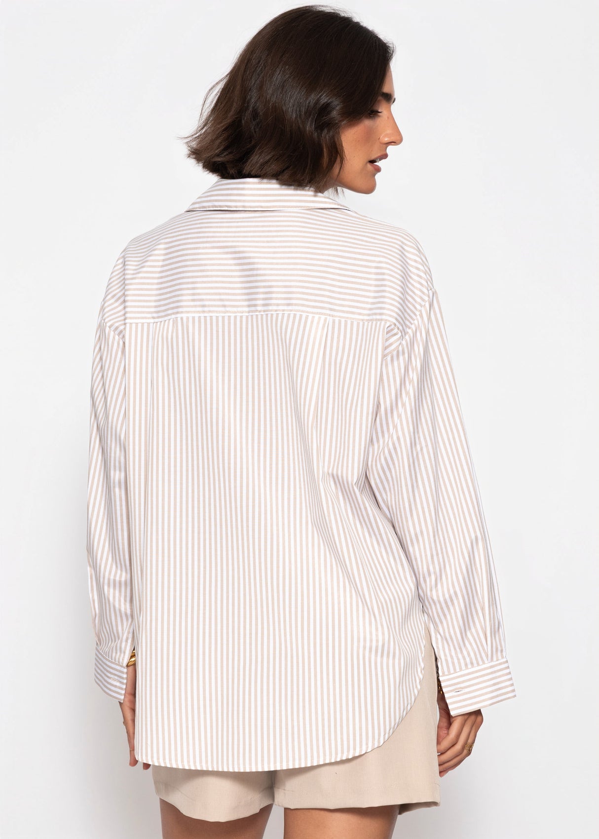 sassyclassy Gestreifte Oversize Bluse - beige