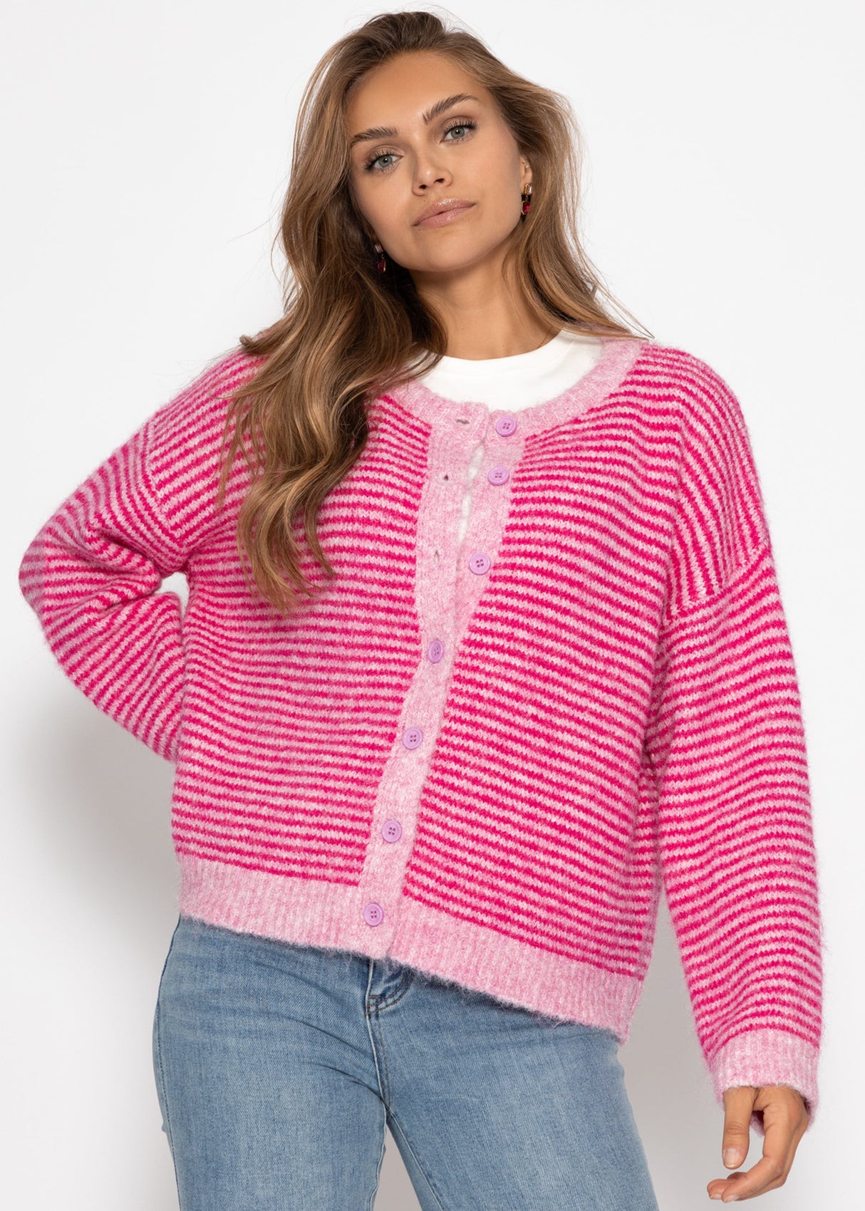 Striped cardigan - pink