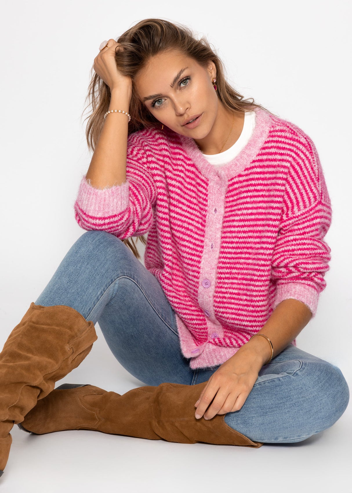 Striped cardigan - pink