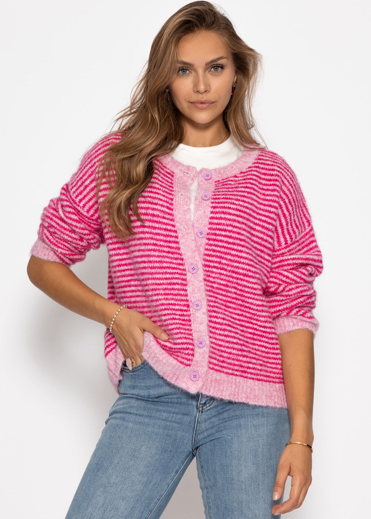 Striped cardigan - pink
