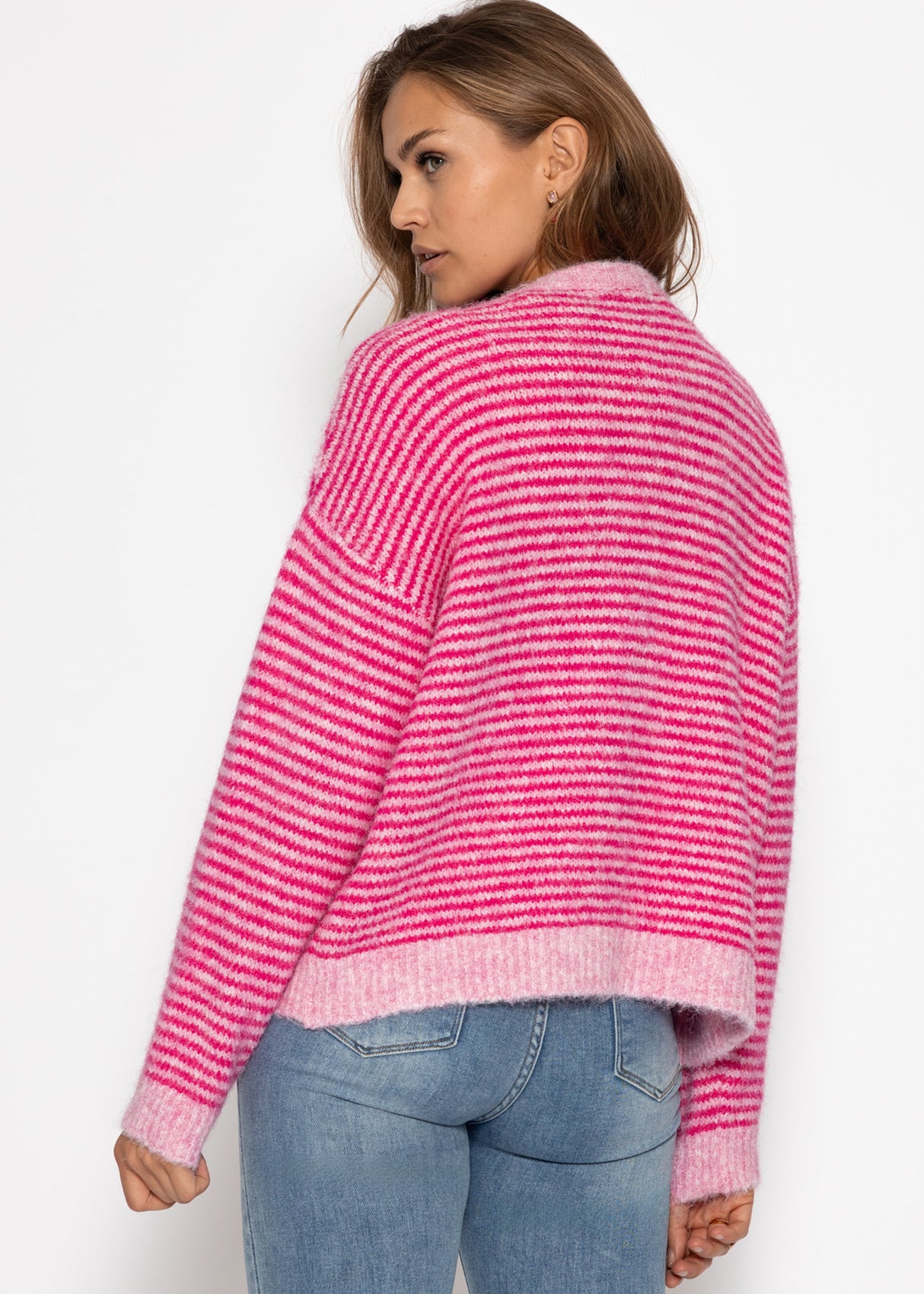 Striped cardigan - pink