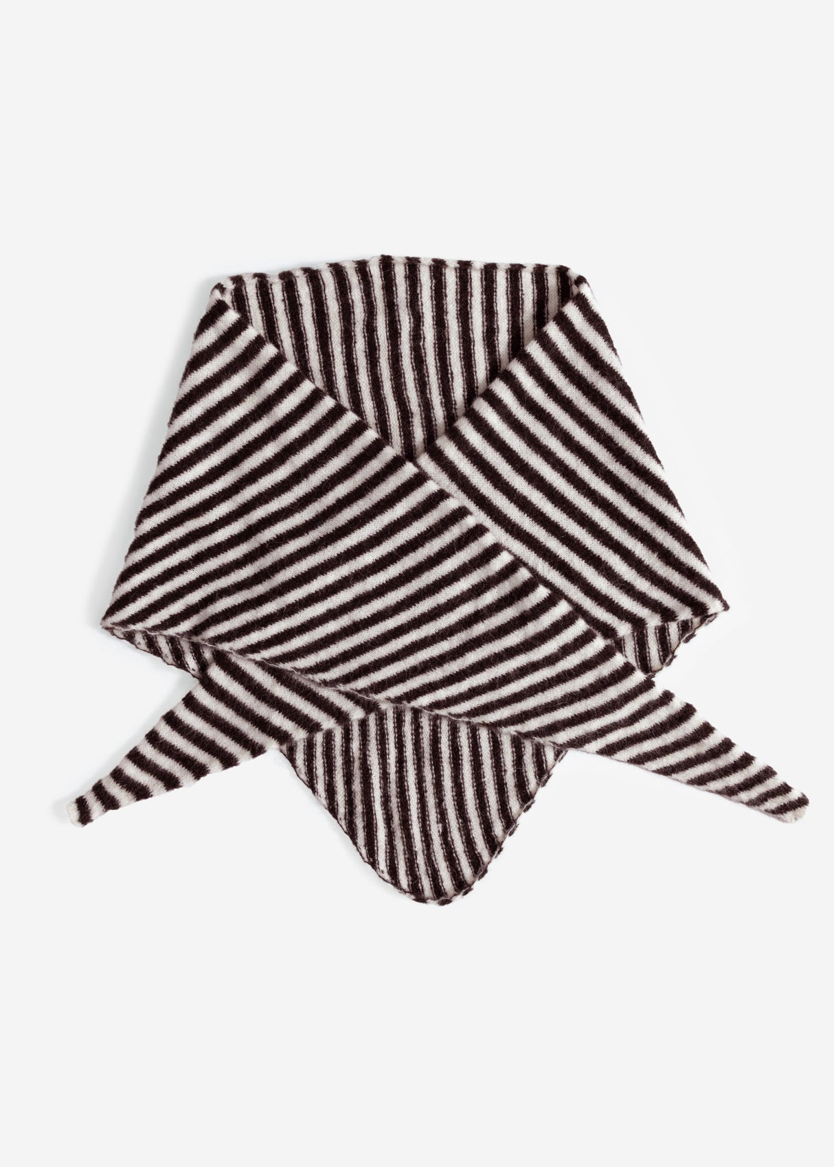 Gestreifter Dreiecksschal - braun-offwhite