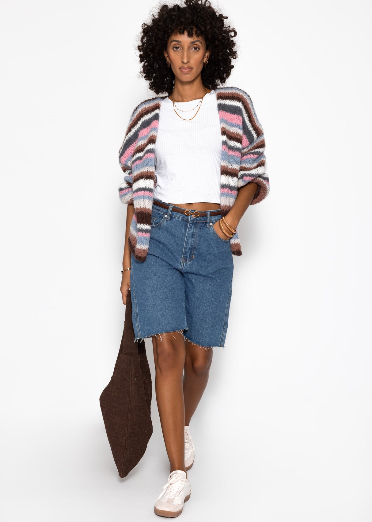 Striped cardigan - pink blue