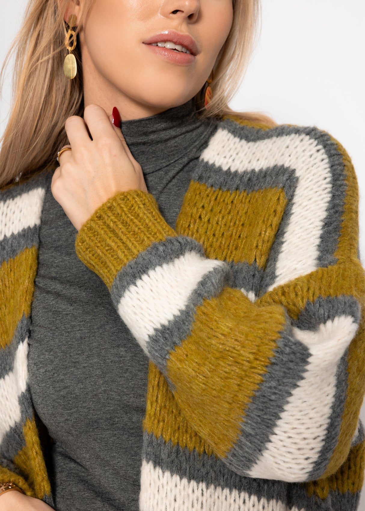 Gestreifter oversize Cardigan - grün
