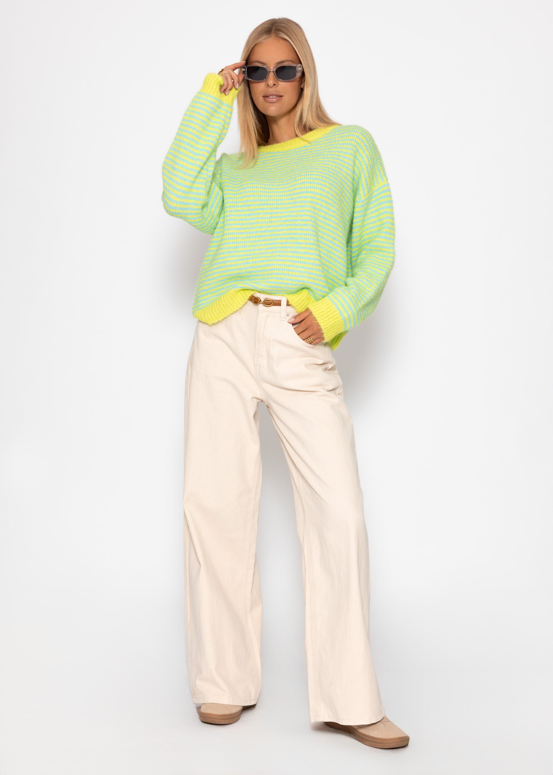 Striped sweater - green -blue