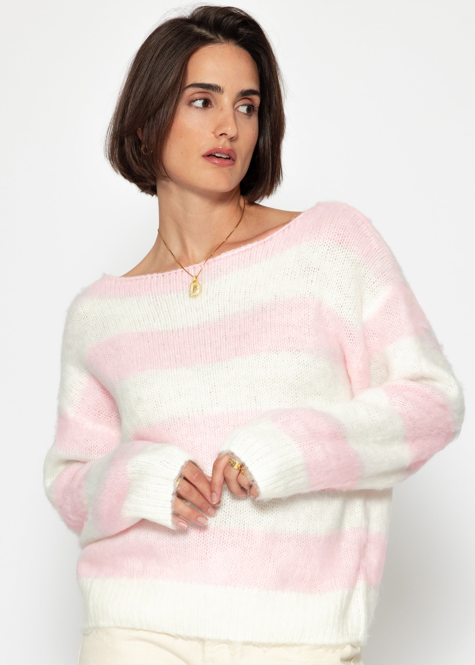 Striped sweater - pink -offwhite