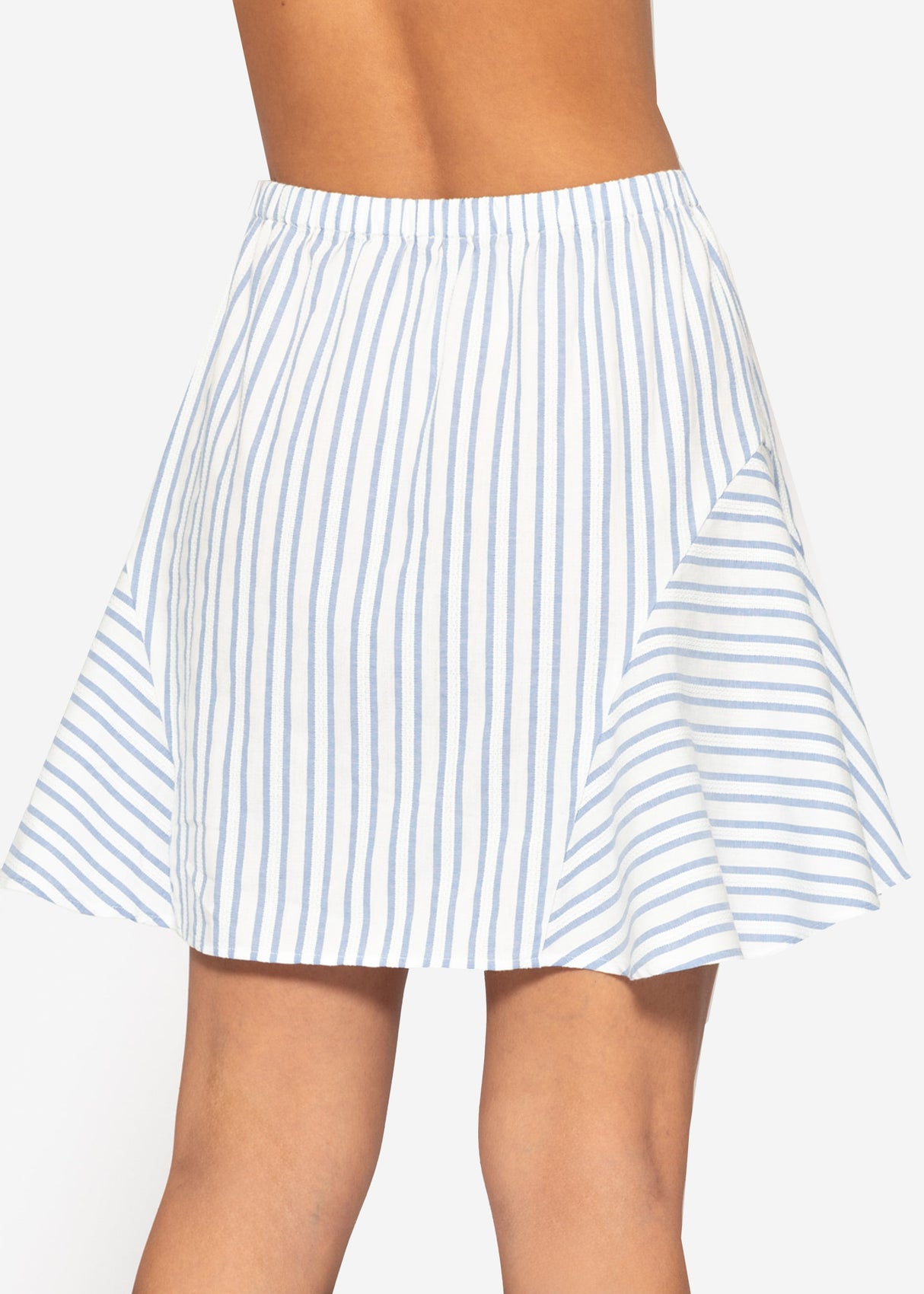 Striped skirt with buttons - blue