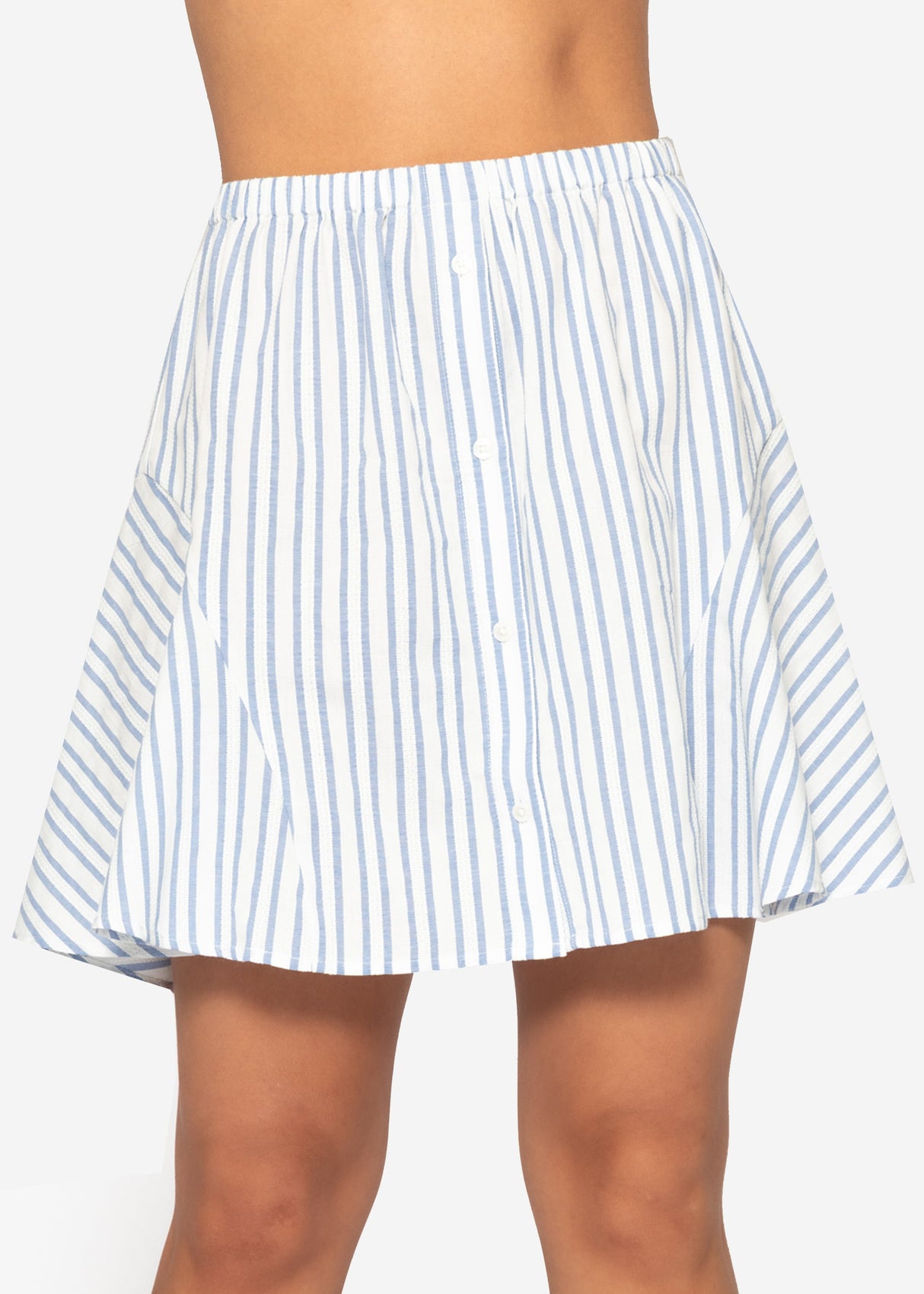 Striped skirt with buttons - blue