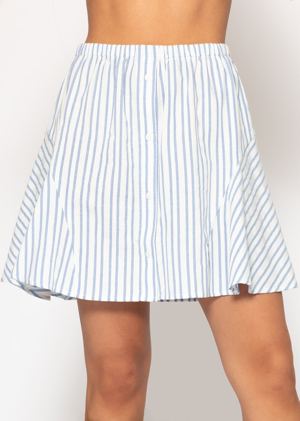 Striped skirt with buttons - blue