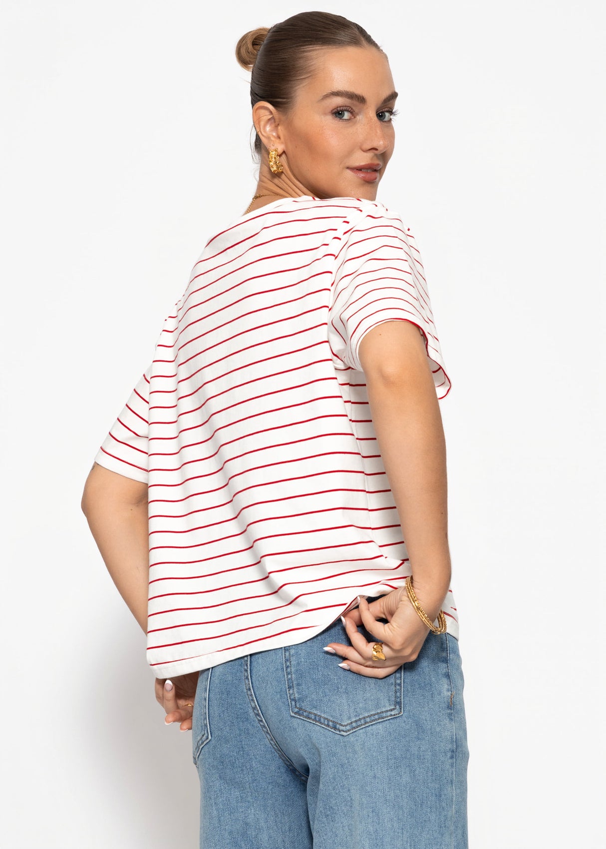 Gestreiftes T-Shirt - weiß