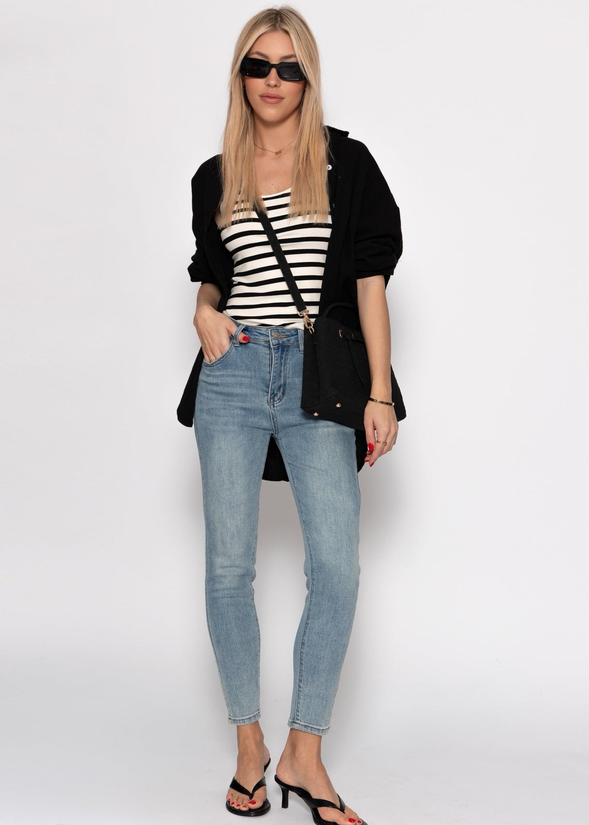 Striped tank top - off-white-black