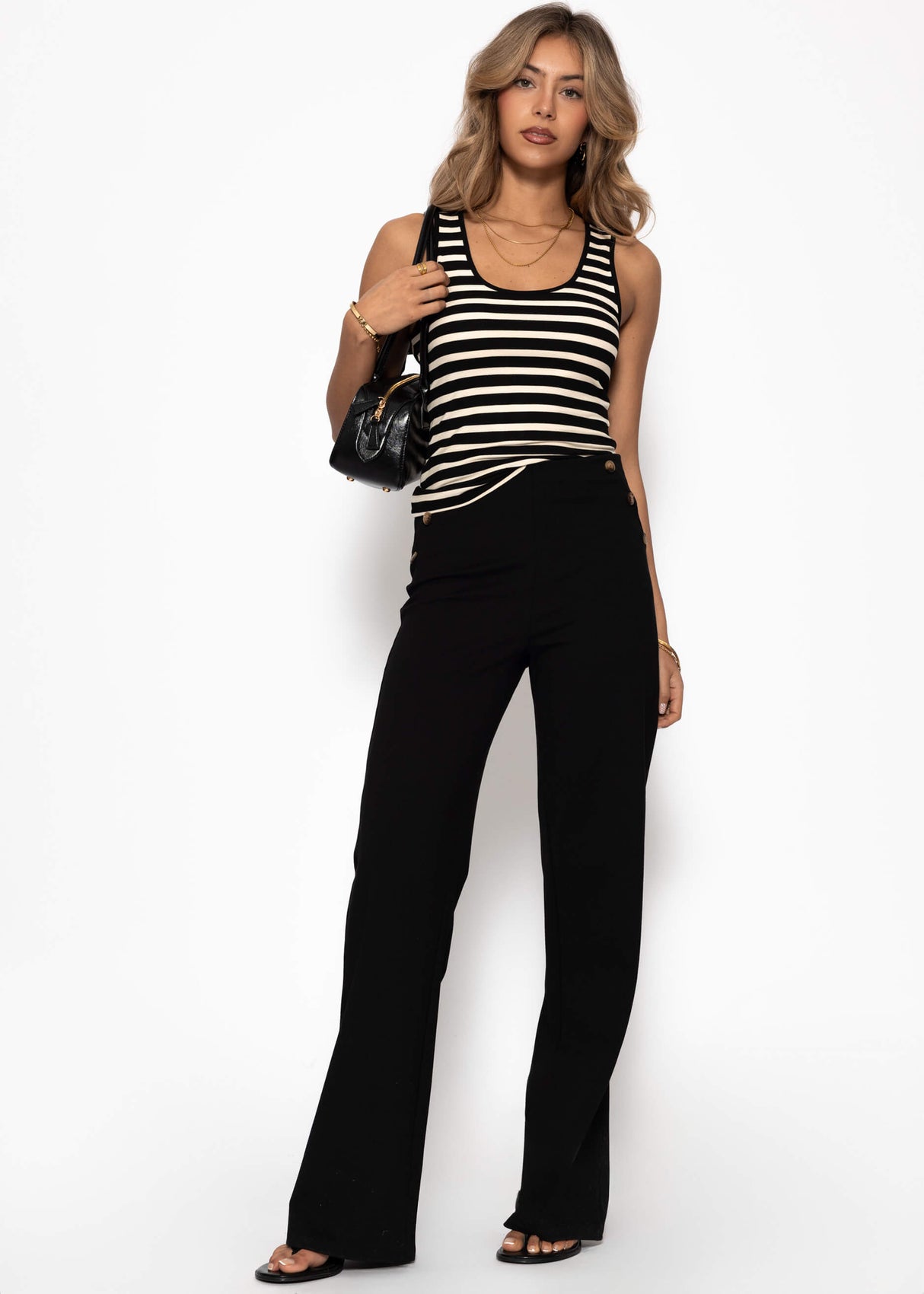 Striped tank top - black-off-white