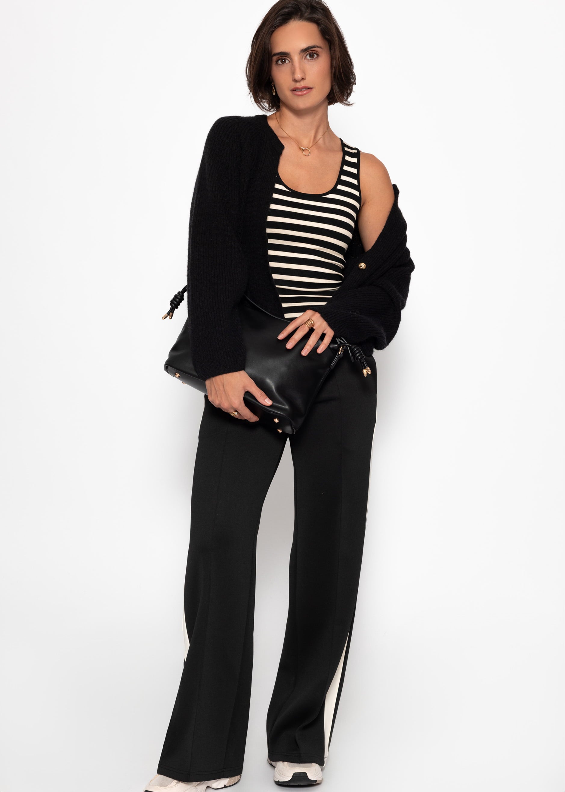 Striped tank top - black-off-white