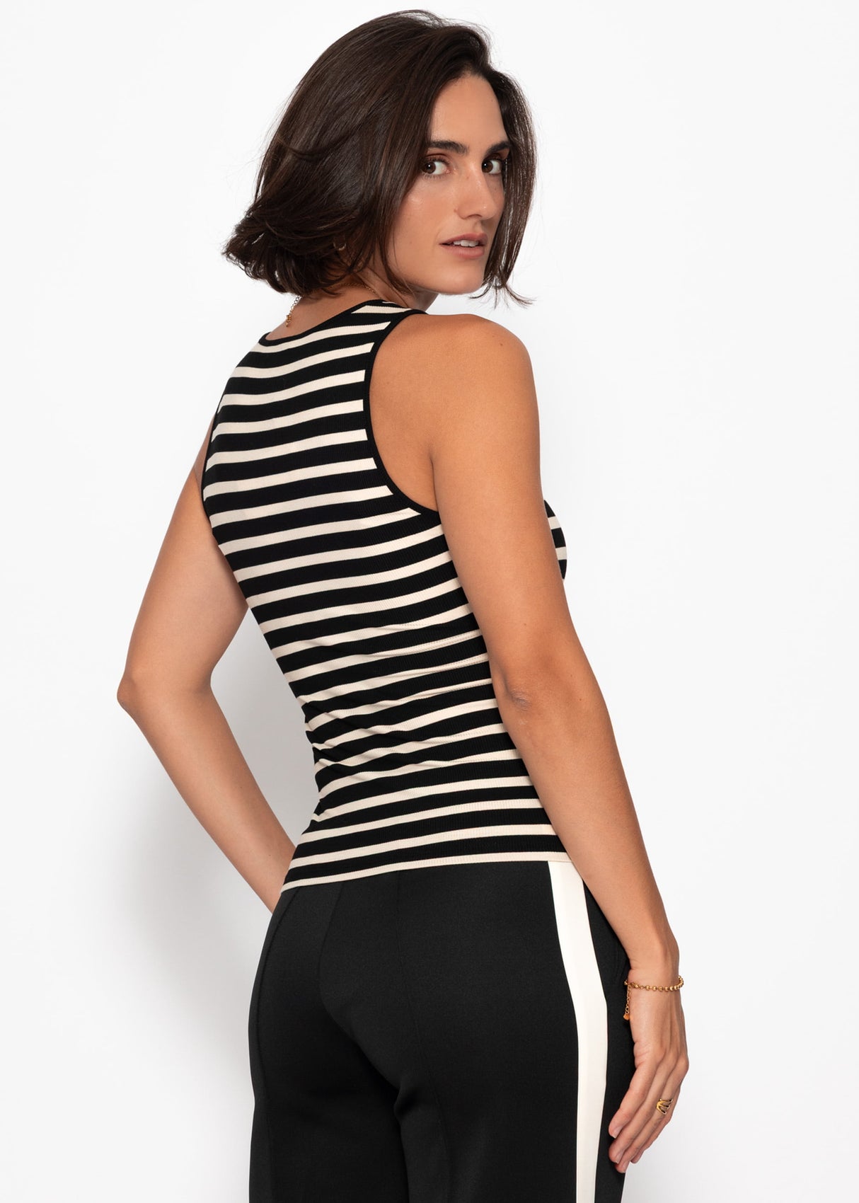 Striped tank top - black-off-white
