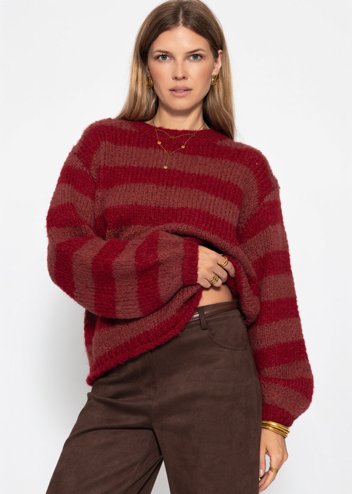 Grobstrickpullover - mauve-rotGrobstrickpullover - mauve-rot