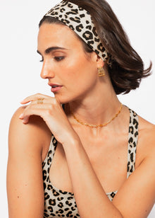 Headband with leopard print - beige