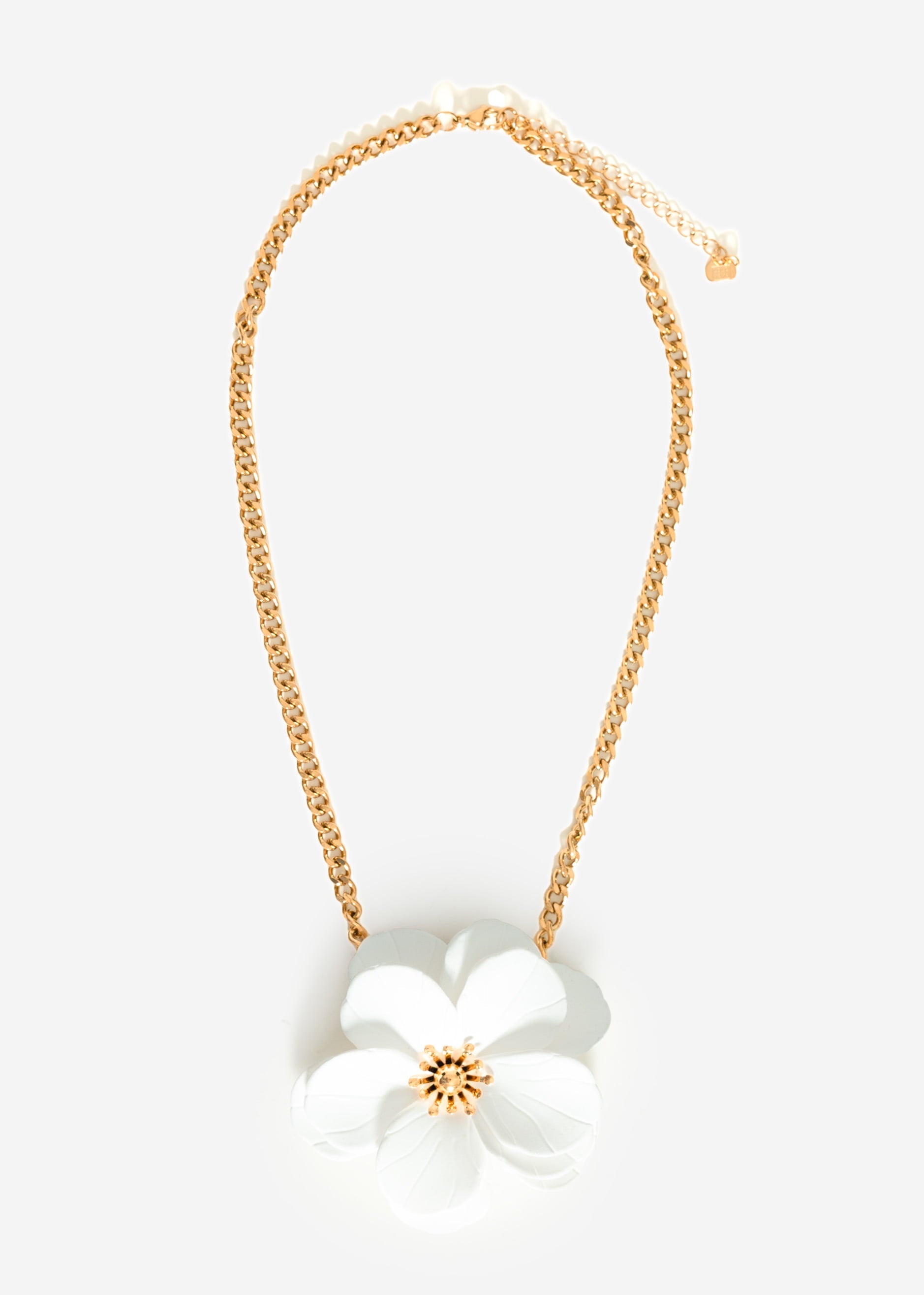 Half chain with white flower - gold