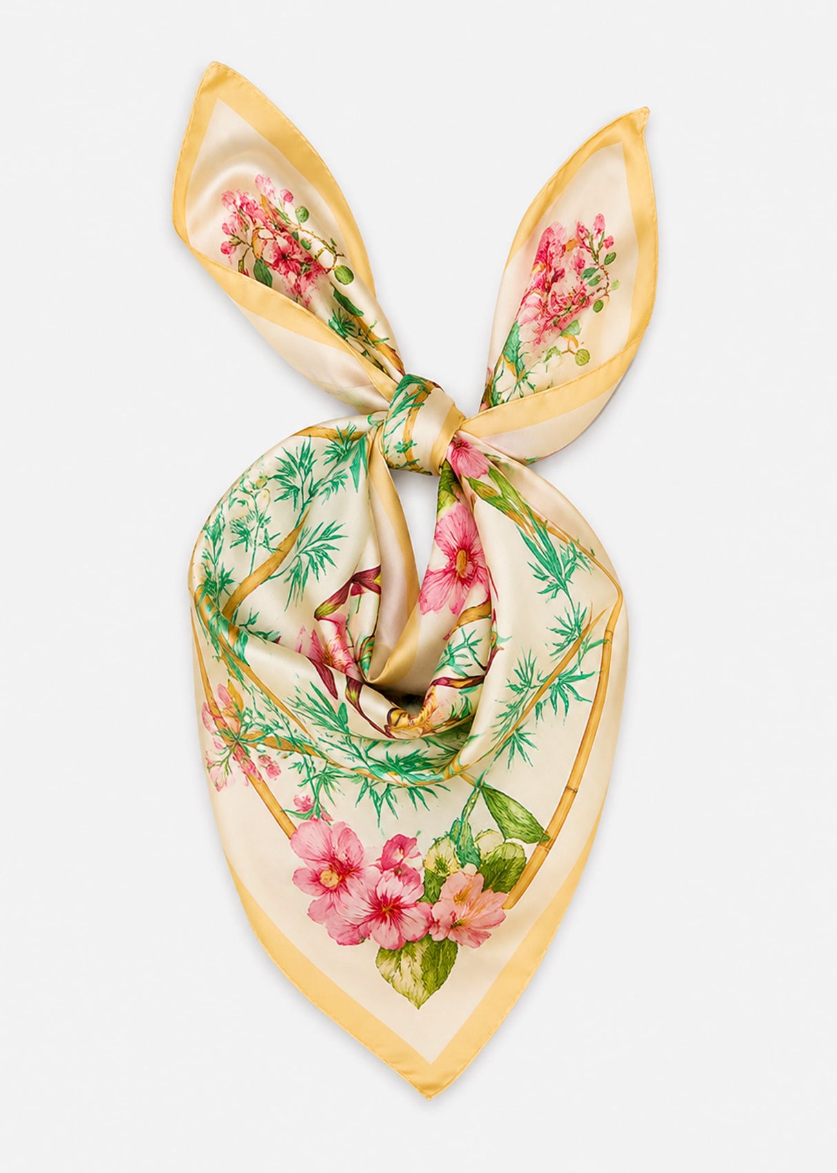 Halstuch mit Blumen-Print - gelb