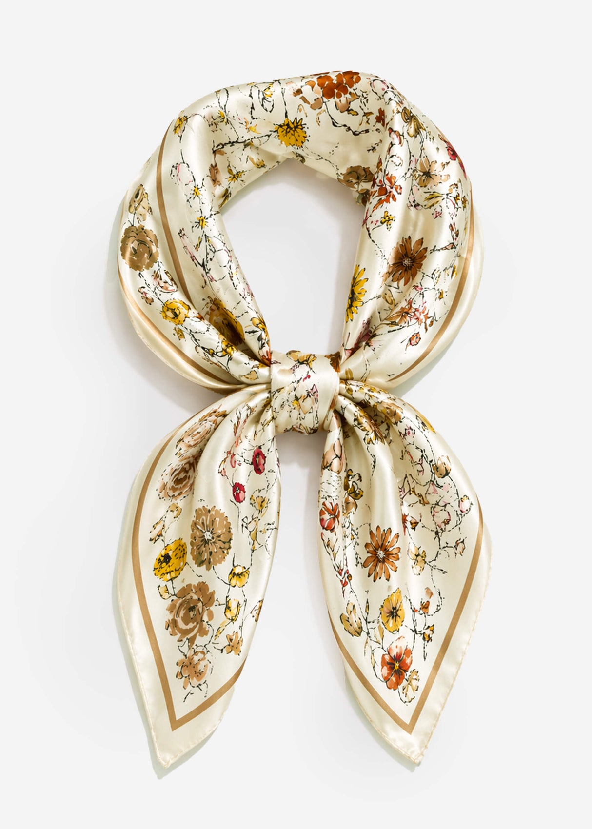 Halstuch mit floralem Print - beige