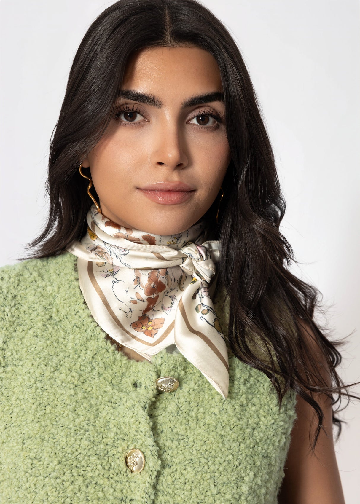 Halstuch mit floralem Print - beige