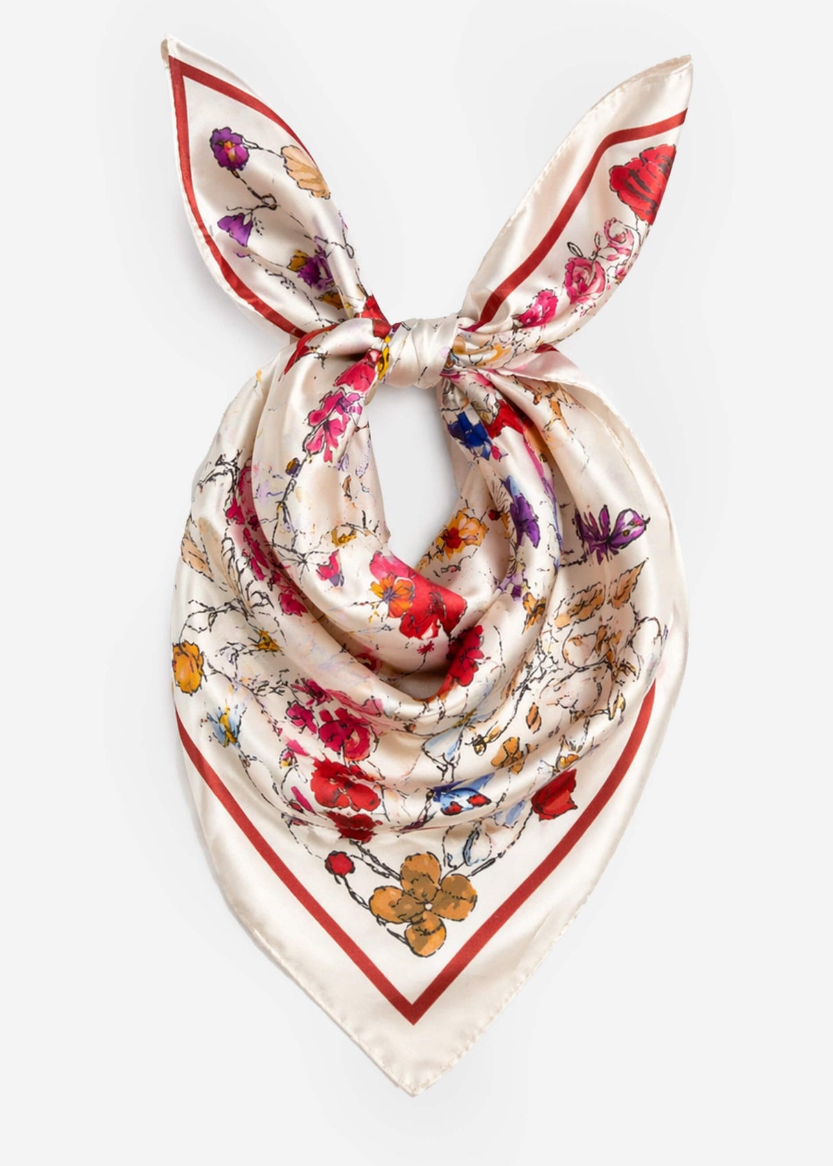 Halstuch mit floralem Print - weiß