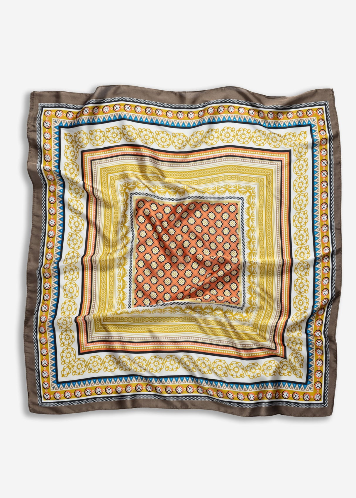 Scarf with geometric print - brown