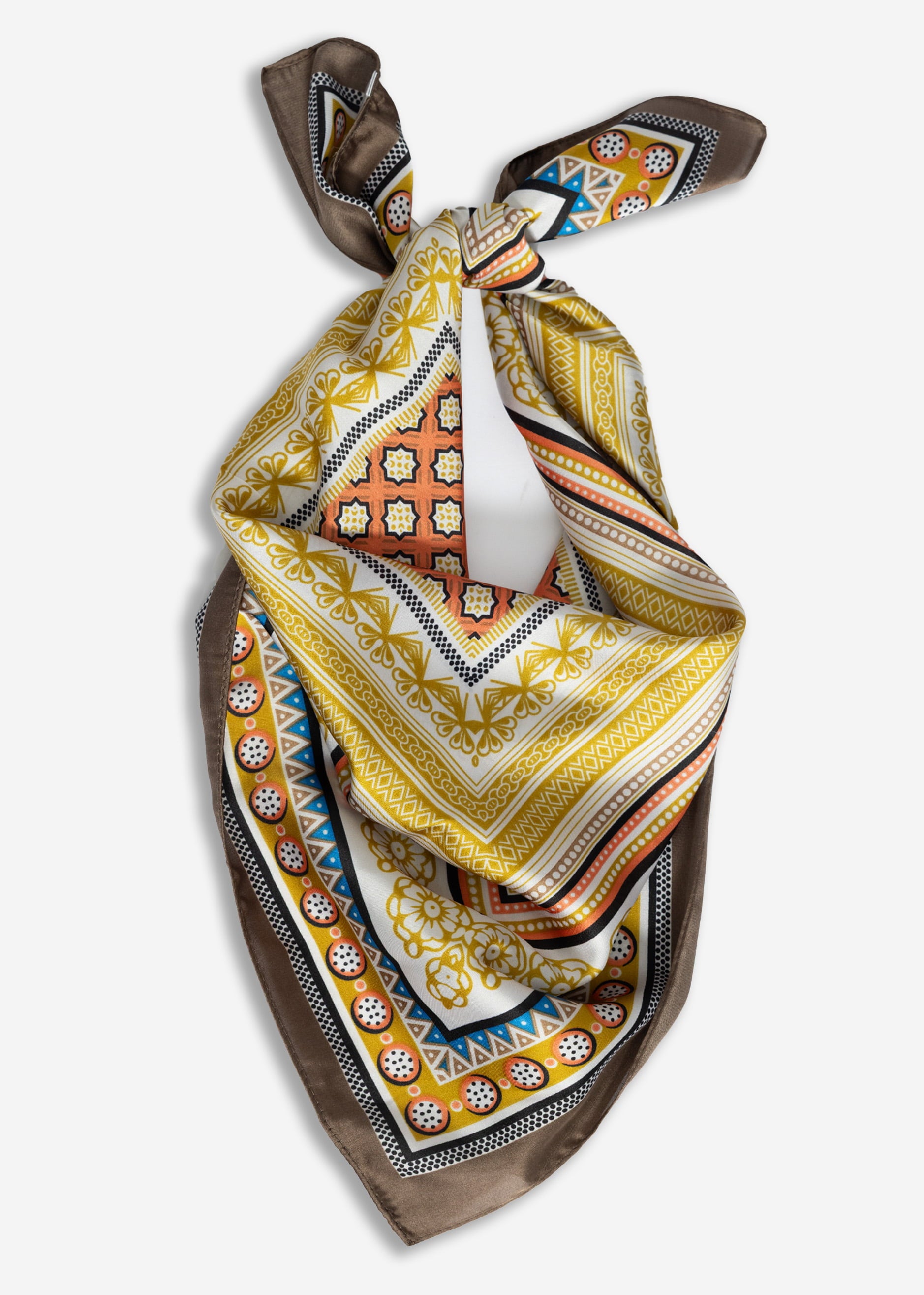 Scarf with geometric print - brown