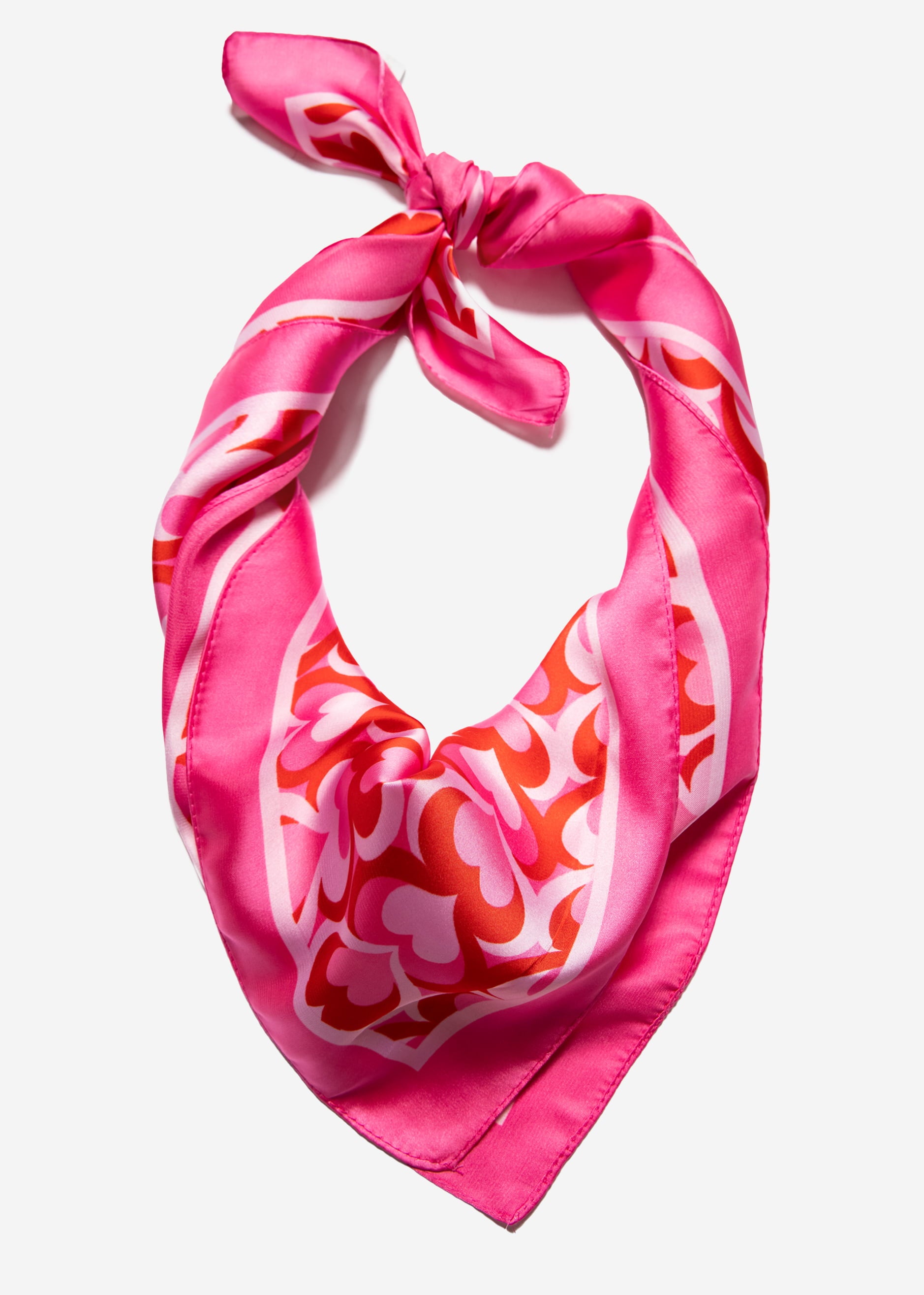 Scarf with heart print - pink