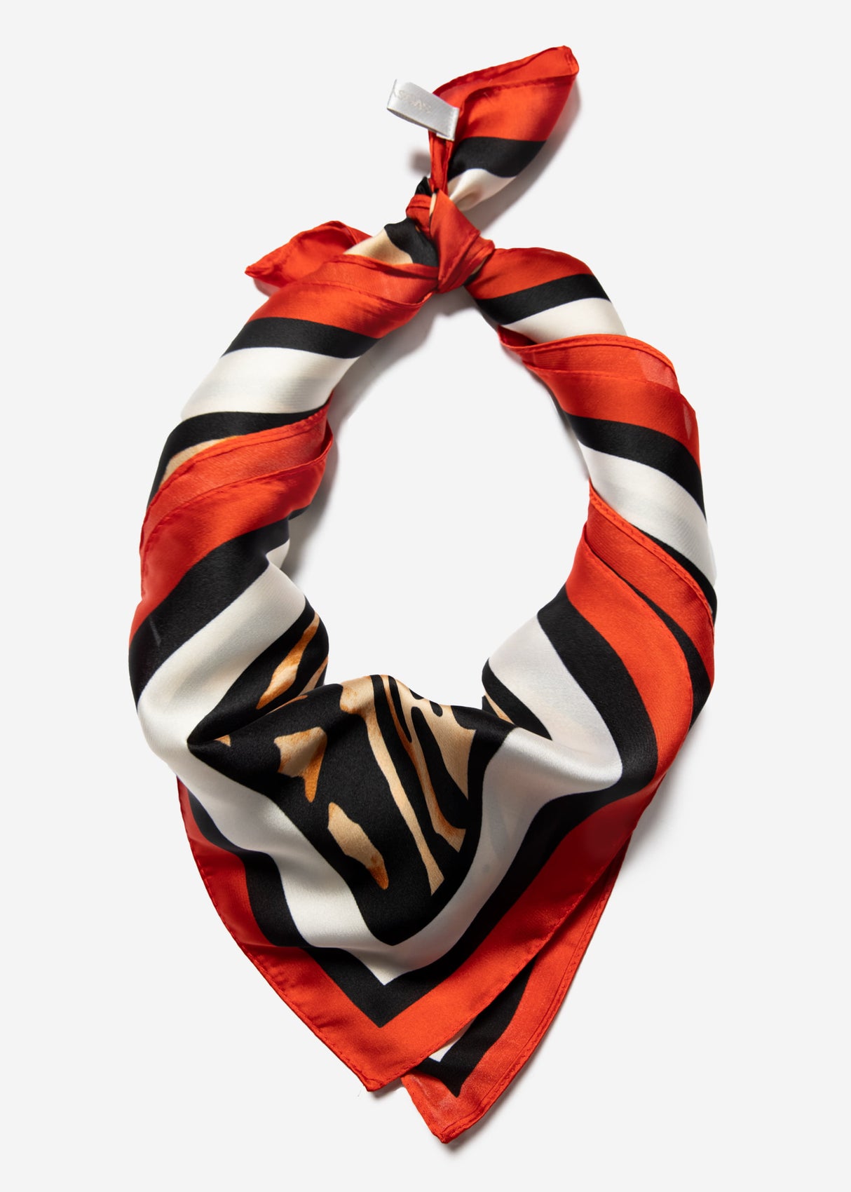 Scarf with leopard print - red