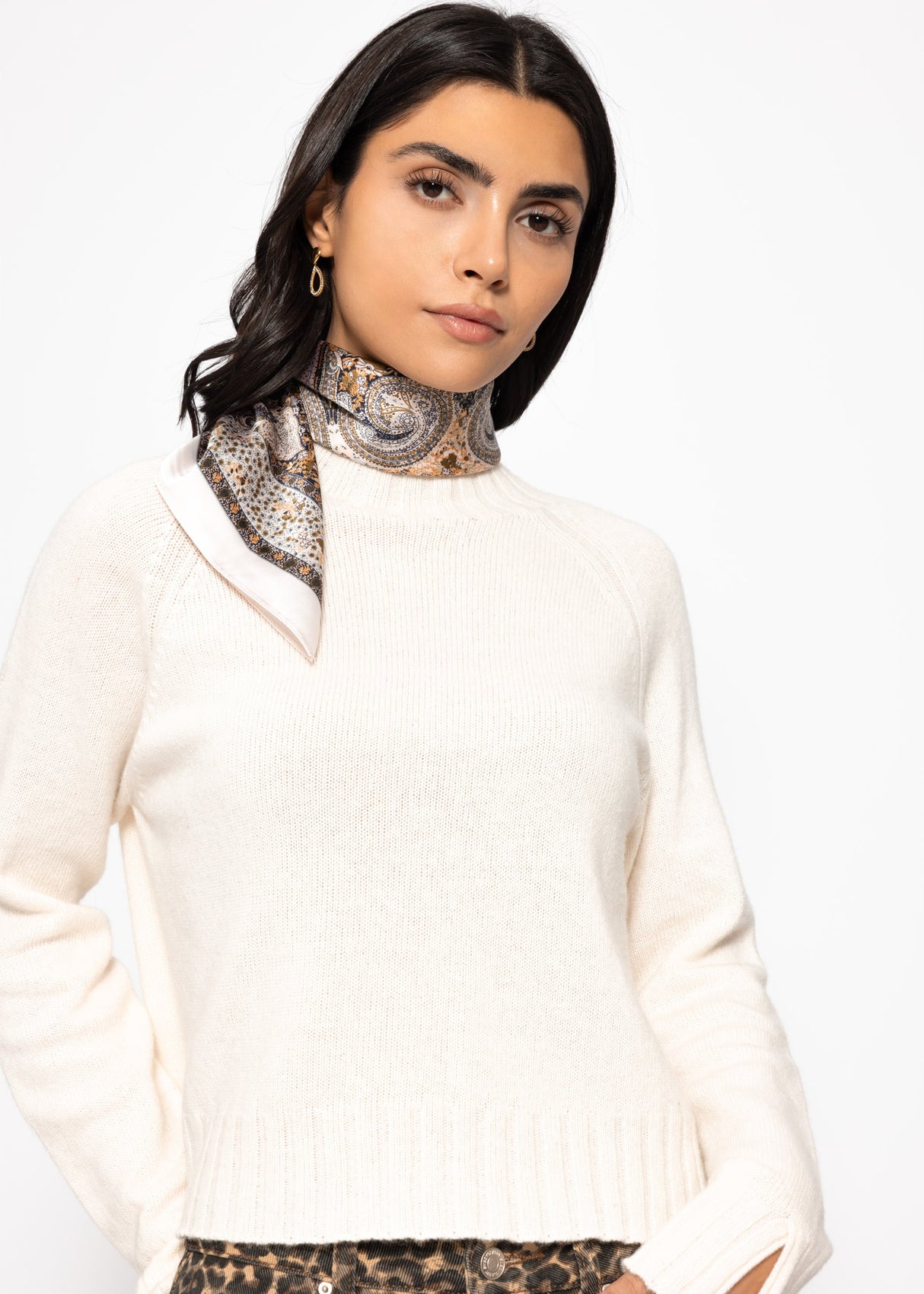 Halstuch mit Paisley Print - beige