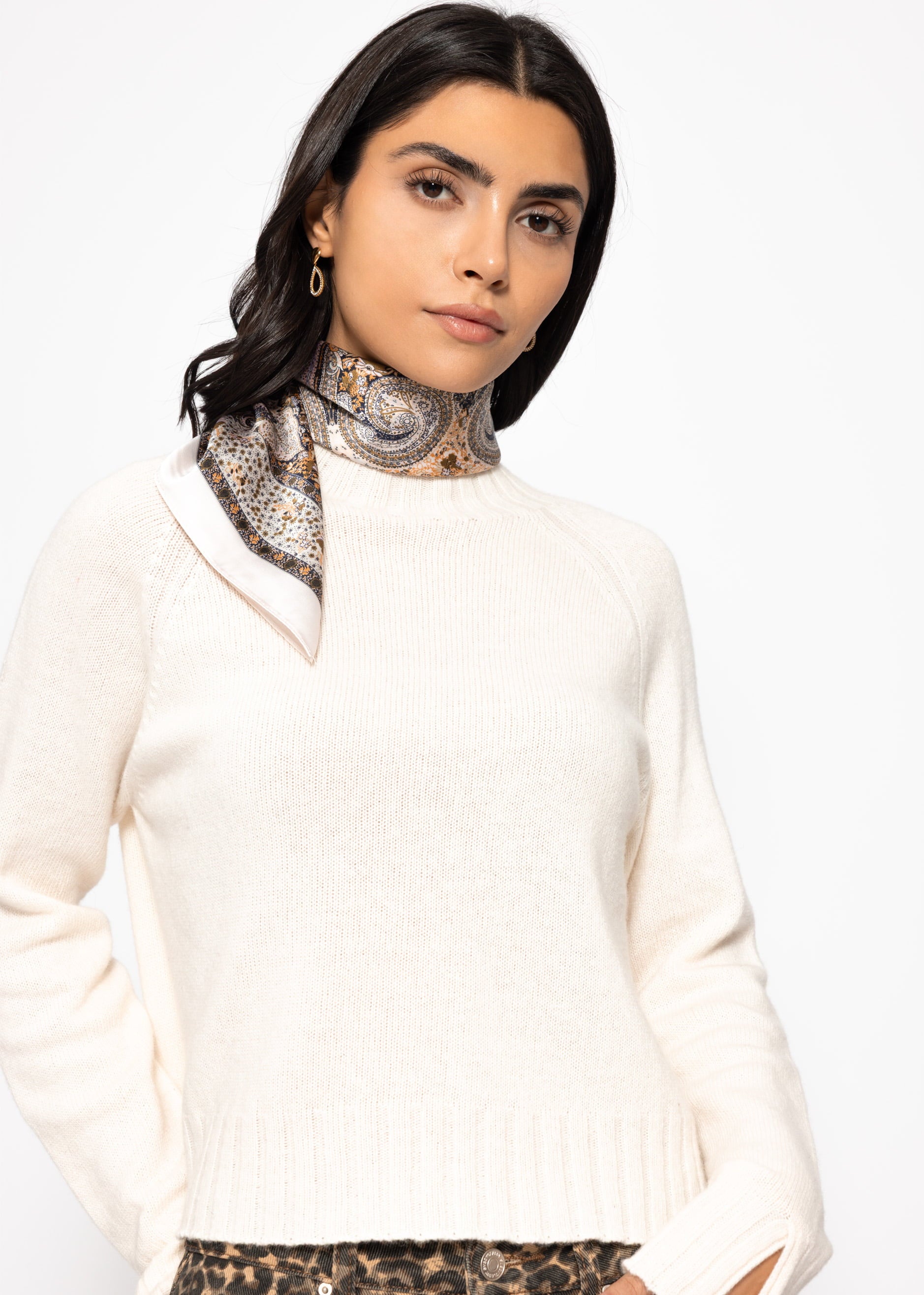 Halstuch mit Paisley Print - beige