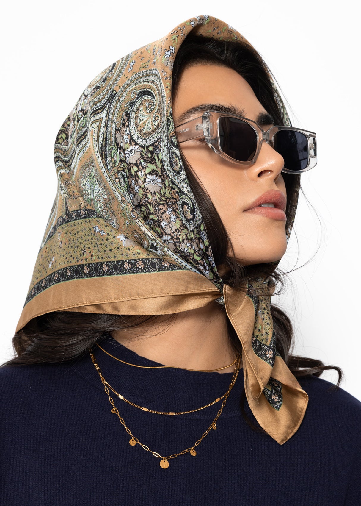 Halstuch mit Paisley Print - grün