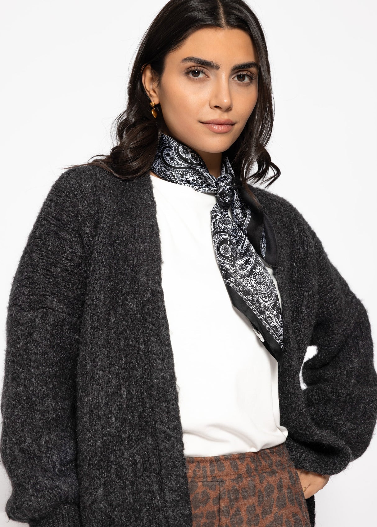 Paisley print scarf - black