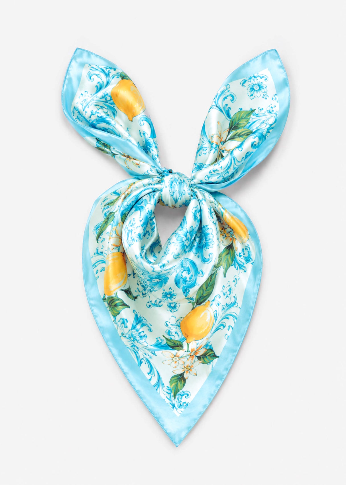 Halstuch mit Zitronen-Print - blau