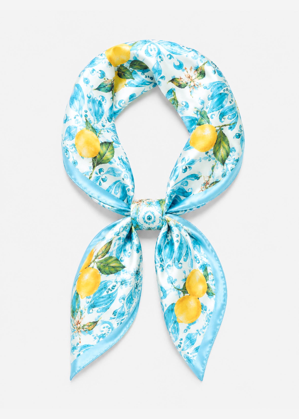 Halstuch mit Zitronen-Print - blau