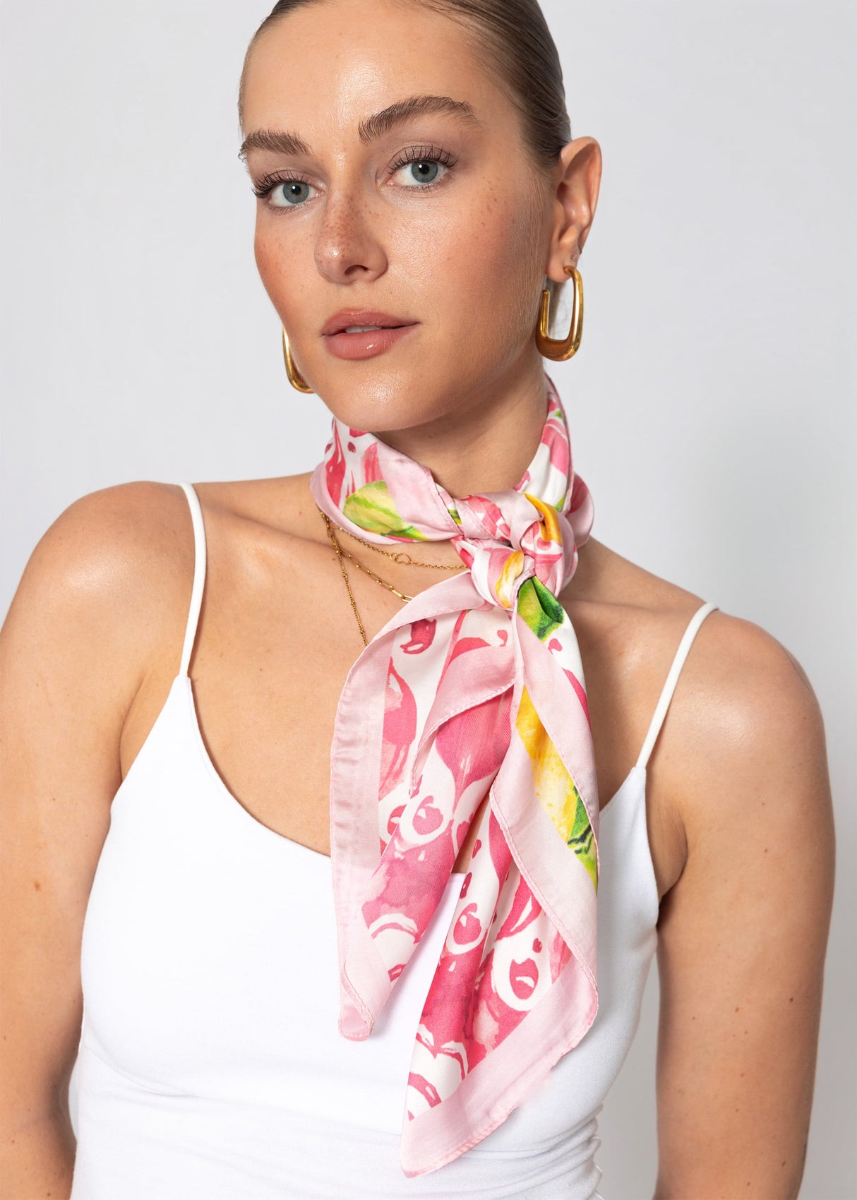 Halstuch mit Zitronen-Print - pink