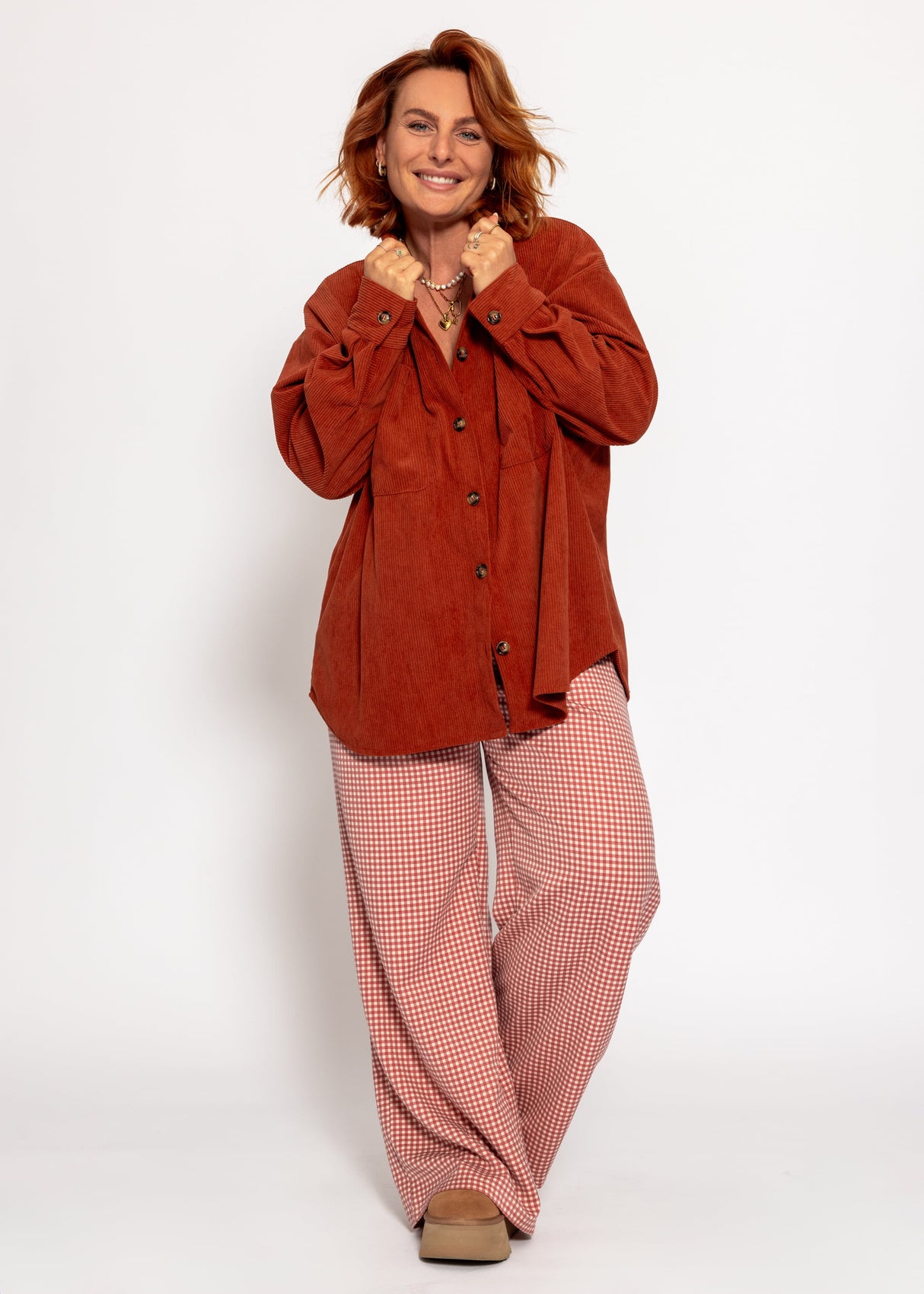 Corduroy shirt jacket - rust red