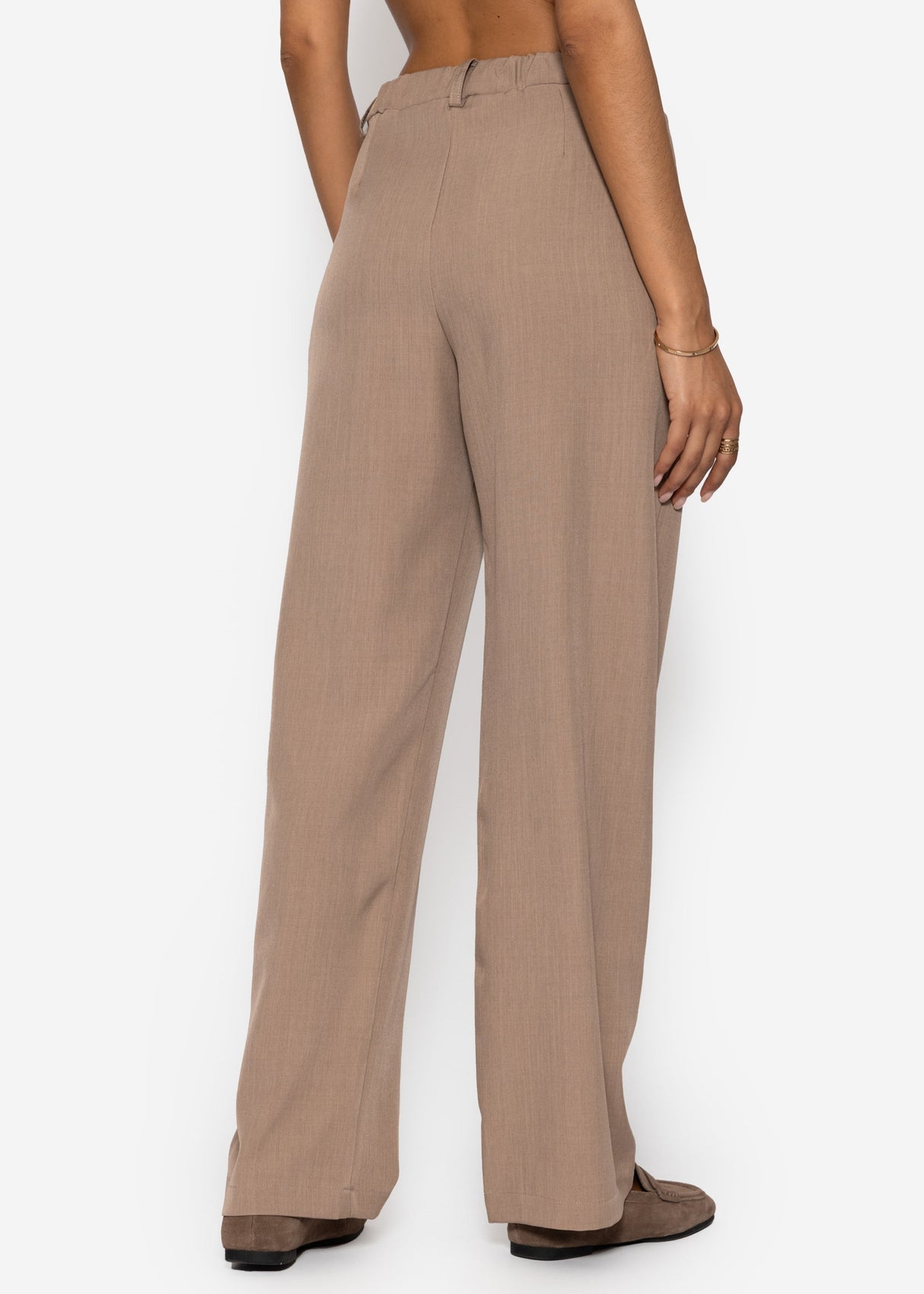 High Waist Hose mit geradem Bein - dunkelbeige