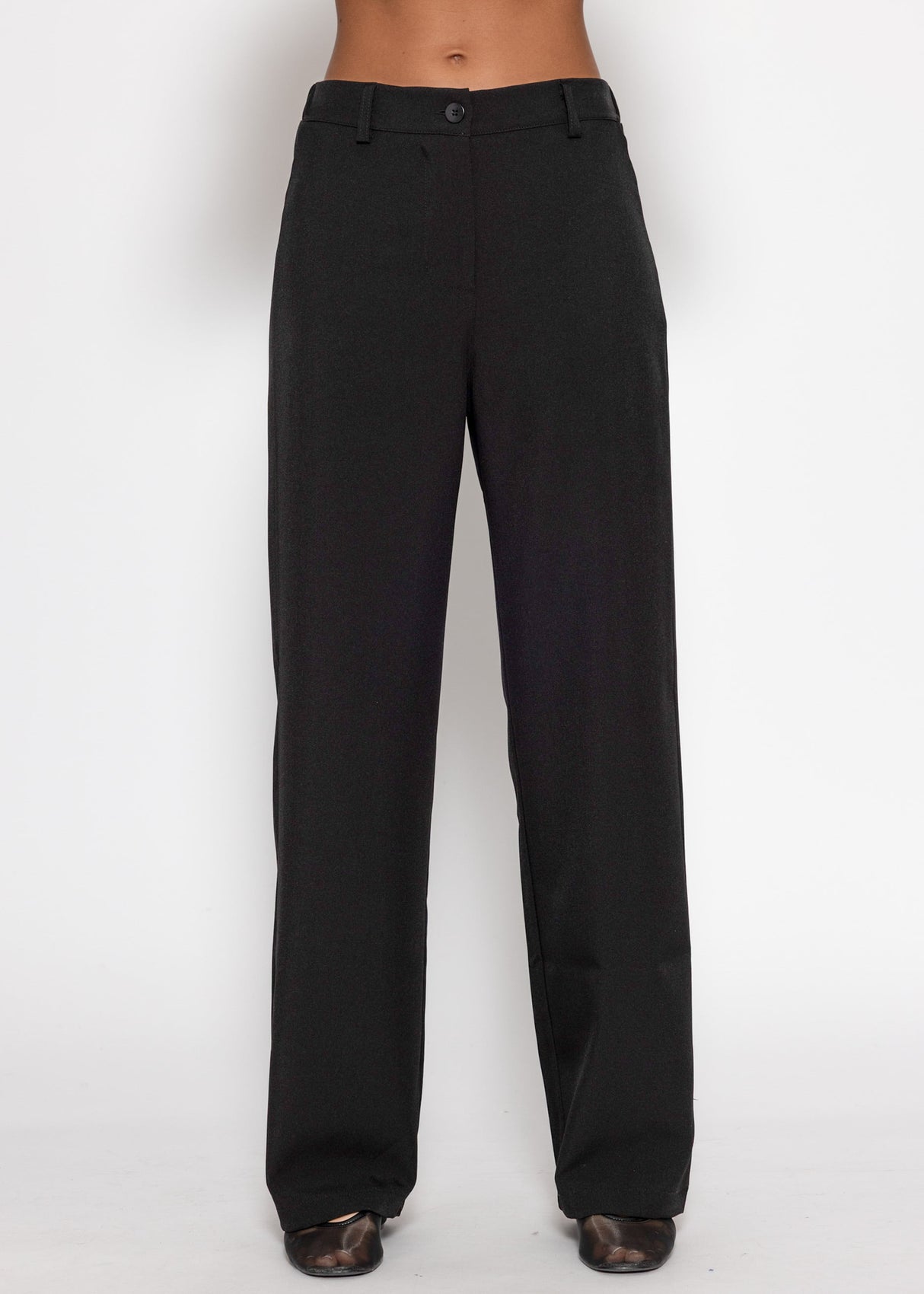 High Waist Hose mit geradem Bein - schwarz
